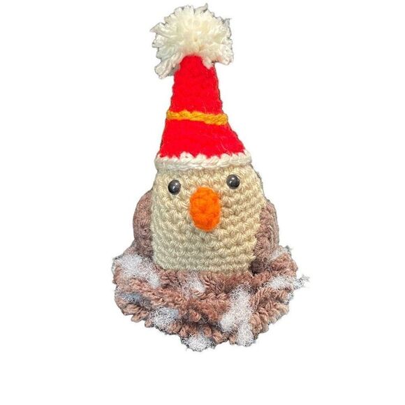 Handmade Crochet Nesting Bird Women Home Decor Christmas Tree Mantle Decoration - Picture 1 of 5